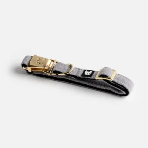 Aquafleece Dog Collar Grey Water-Resistant Adjustable Collar with Metal Buckle