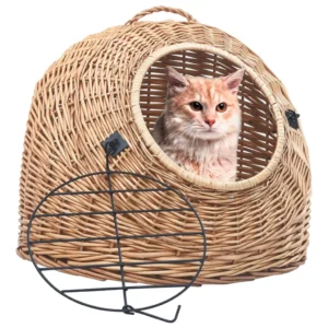 vidaXL Cat Carrier Natural Willow One Size Portable Cat Carrier